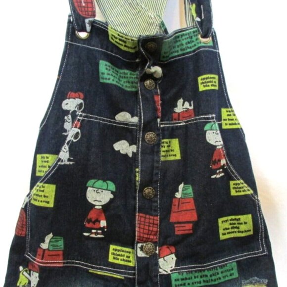 Monthorigin Charlie Brown & Snoopy 90's Denim Overalls Size Medium Oversized - Picture 8 of 12